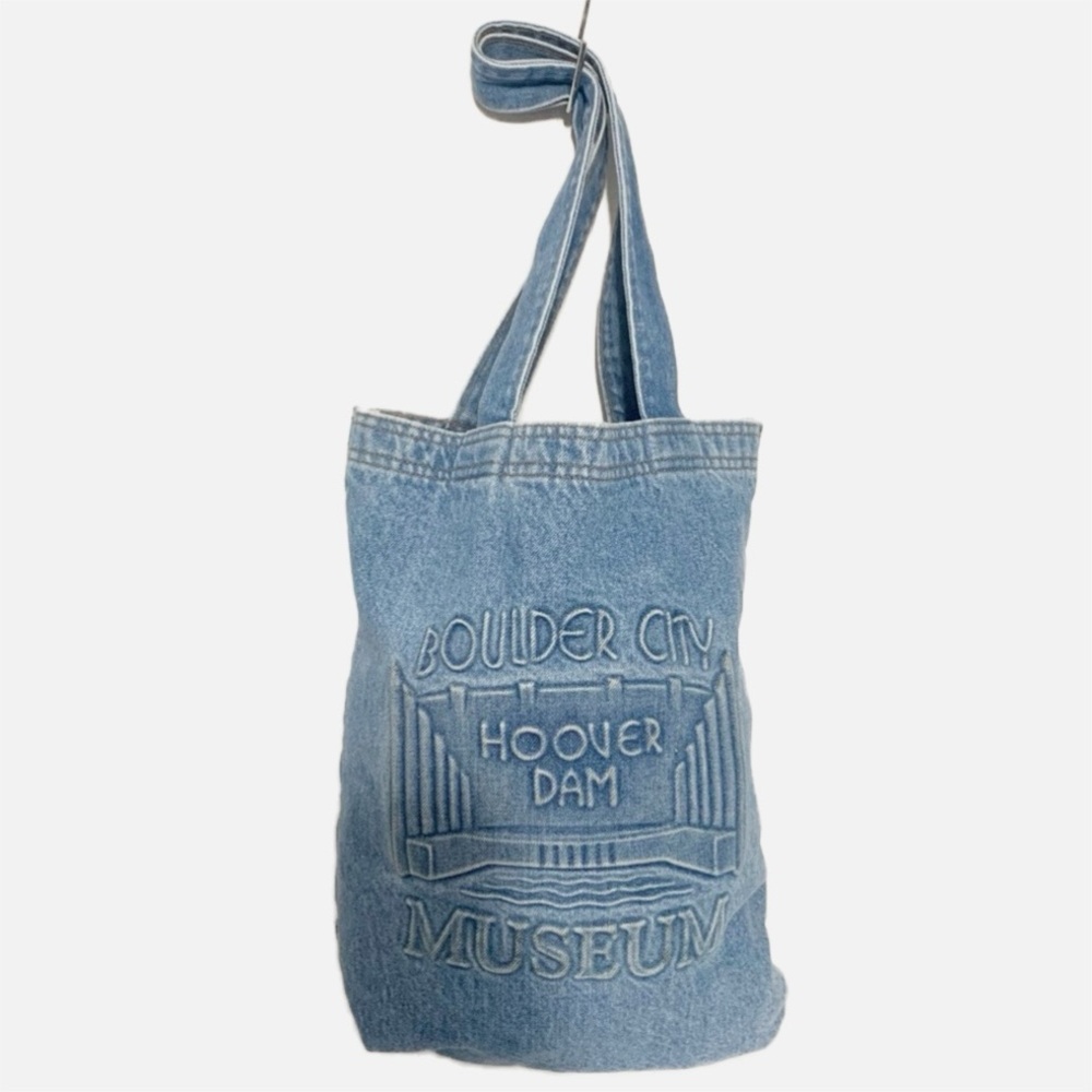Tyca Boulder City Hoover Dam Museum Embossed Light Wash Denim Shoulder Tote Bag